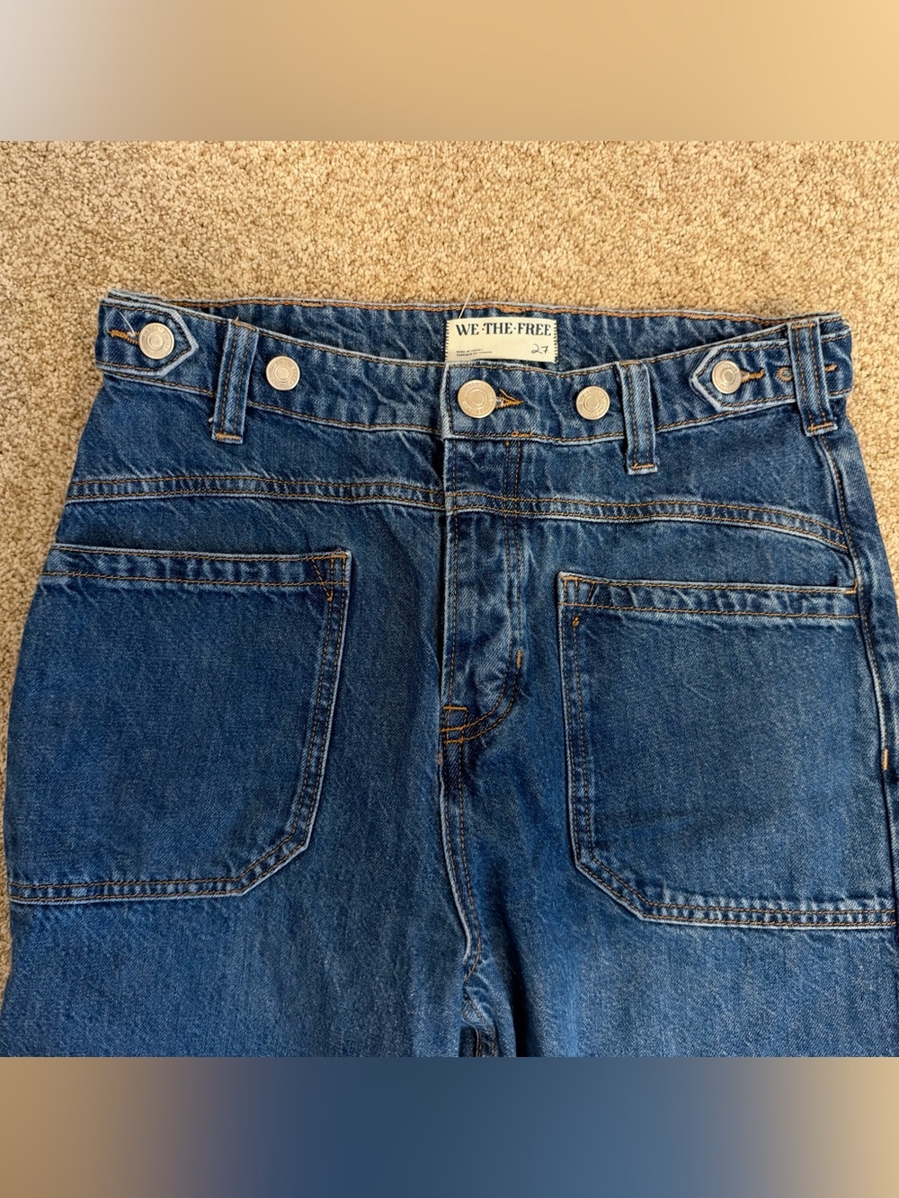 We The Free Blue High-Rise Wide Leg Jeans